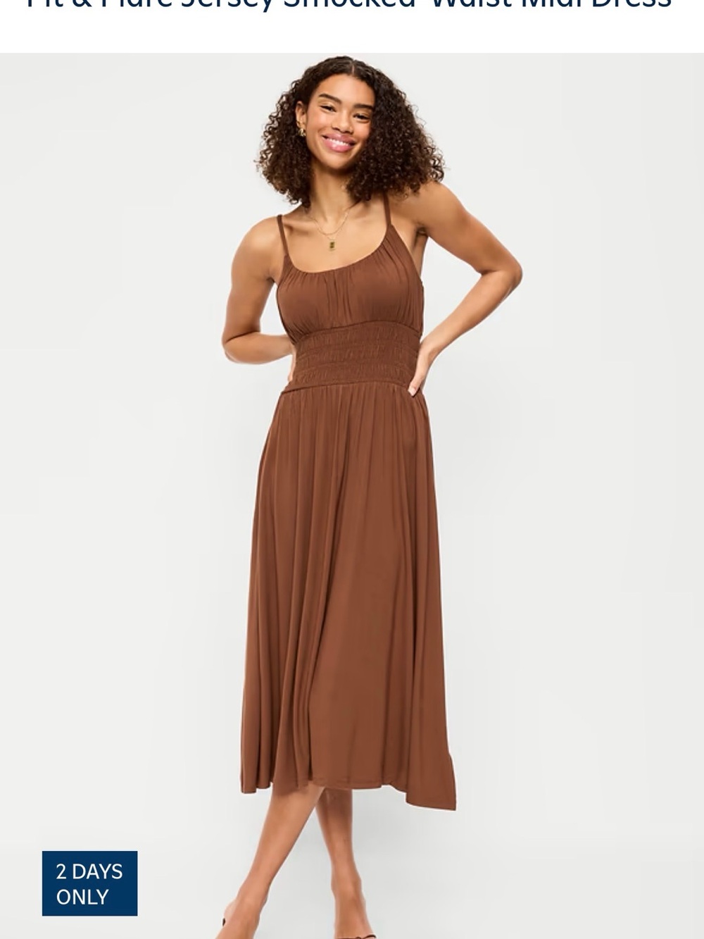 Old Navy Brown Smocked-Waist Midi Dress size Small